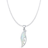 Lab Created White Opal Surfboard Wave Pendant Rolo Chain Necklace 925 Sterling Silver