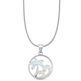 Palm Tree Wave Pendant Necklace