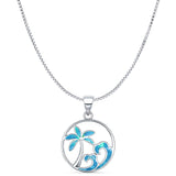 Palm Tree Wave Pendant Necklace