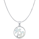 Palm Tree Wave Pendant Necklace