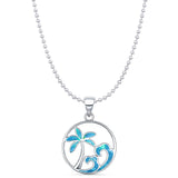 Palm Tree Wave Pendant Necklace