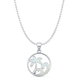 Palm Tree Wave Pendant Necklace