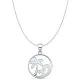 Palm Tree Wave Pendant Necklace