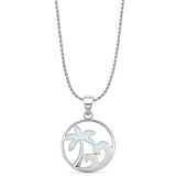 Palm Tree Wave Pendant Necklace