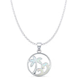 Palm Tree Wave Pendant Necklace