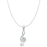 Lab Created White Opal Musical Note Pendant Cable Chain Necklace 925 Sterling Silver