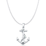 Lab Created White Opal Anchor & Dolphin Pendant Rolo Chain Necklace 925 Sterling Silver
