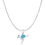 Oval Lab Created Blue Opal Kangaroo Pendant Box Chain Necklace 925 Sterling Silver