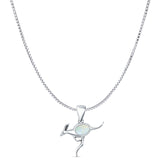 Oval Lab Created White Opal Kangaroo Pendant Box Chain Necklace 925 Sterling Silver
