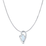 Oval Lab Created White Opal Heart Pendant Box Chain Necklace Oxidized 925 Sterling Silver