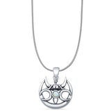 Lab Created White Opal Angel Pendant Snake Chain Necklace  925 Sterling Silver