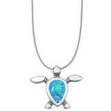  Oxidized Turtle Pendant Necklace