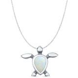  Oxidized Turtle Pendant Necklace