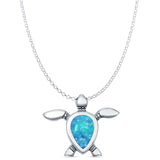  Oxidized Turtle Pendant Necklace