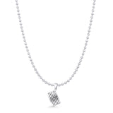American Flag Pendant Bead Chain Necklace Oxidized 925 Sterling Silver