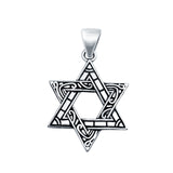 Sterling silver Star of David charm pendant with intricate border details