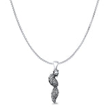 Fox Pendant Oxidized Box Chain Necklace 925 Sterling Silver