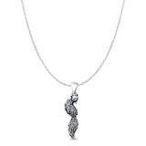 Fox Pendant Oxidized Cable Chain Necklace 925 Sterling Silver