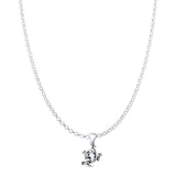Frog Pendant Oxidized Rolo Chain Necklace 925 Sterling Silver