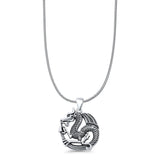 Dragon Pendant Oxidized Snake Chain Necklace 925 Sterling Silver