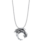 Dragon Pendant Oxidized Rope Chain Necklace 925 Sterling Silver