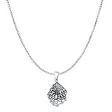 Spiderweb Pendant Oxidized Box Chain Necklace 925 Sterling Silver
