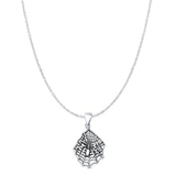 Spiderweb Pendant Oxidized Cable Chain Necklace 925 Sterling Silver