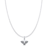 Eagle Pendant Oxidized Rolo Chain Necklace 925 Sterling Silver