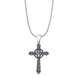 Cross Pendant Oxidized Rope Chain Necklace 925 Sterling Silver