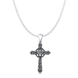 Cross Pendant Oxidized Rolo Chain Necklace 925 Sterling Silver