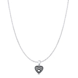  Pawprint & Heart Pendant Necklace