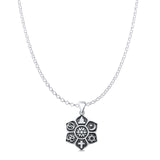 Religious Symbols Pendant Oxidized Rolo Chain Necklace 925 Sterling Silver