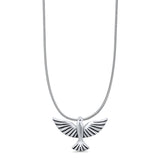 Sparrow Pendant Oxidized Snake Chain Necklace 925 Sterling Silver