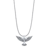 Sparrow Pendant Oxidized Rope Chain Necklace 925 Sterling Silver
