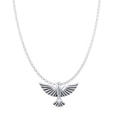 Sparrow Pendant Oxidized Rolo Chain Necklace 925 Sterling Silver
