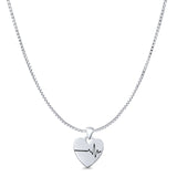 Heart & EKG Pendant Oxidized Box Chain Necklace 925 Sterling Silver