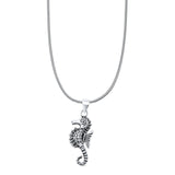Seahorse Pendant Oxidized Snake Chain Necklace 925 Sterling Silver