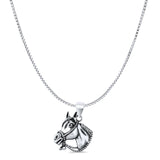 Horse Pendant Oxidized Box Chain Necklace 925 Sterling Silver