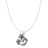 Horse Pendant Oxidized Cable Chain Necklace 925 Sterling Silver
