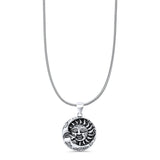 Moon & Sun Pendant Oxidized Snake Chain Necklace 925 Sterling Silver