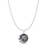 Moon & Sun Pendant Oxidized Bead Chain Necklace 925 Sterling Silver