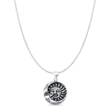 Moon & Sun Pendant Oxidized Cable Chain Necklace 925 Sterling Silver