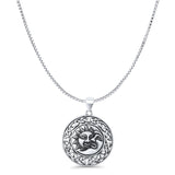 Celtic Sun & Moon Pendant Oxidized Box Chain Necklace 925 Sterling Silver