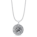 Celtic Sun & Moon Pendant Oxidized Rope Chain Necklace 925 Sterling Silver