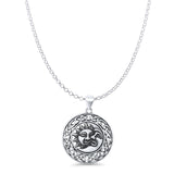 Celtic Sun & Moon Pendant Oxidized Rolo Chain Necklace 925 Sterling Silver