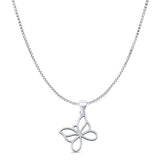 Butterfly Pendant Box Chain Necklace 925 Sterling Silver