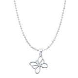 Butterfly Pendant Bead Chain Necklace 925 Sterling Silver
