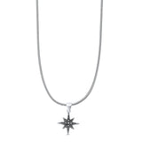 Beaded Star Pendant Oxidized Snake Chain Necklace 925 Sterling Silver