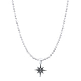 Beaded Star Pendant Oxidized Bead Chain Necklace 925 Sterling Silver