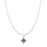 Beaded Star Pendant Oxidized Rolo Chain Necklace 925 Sterling Silver